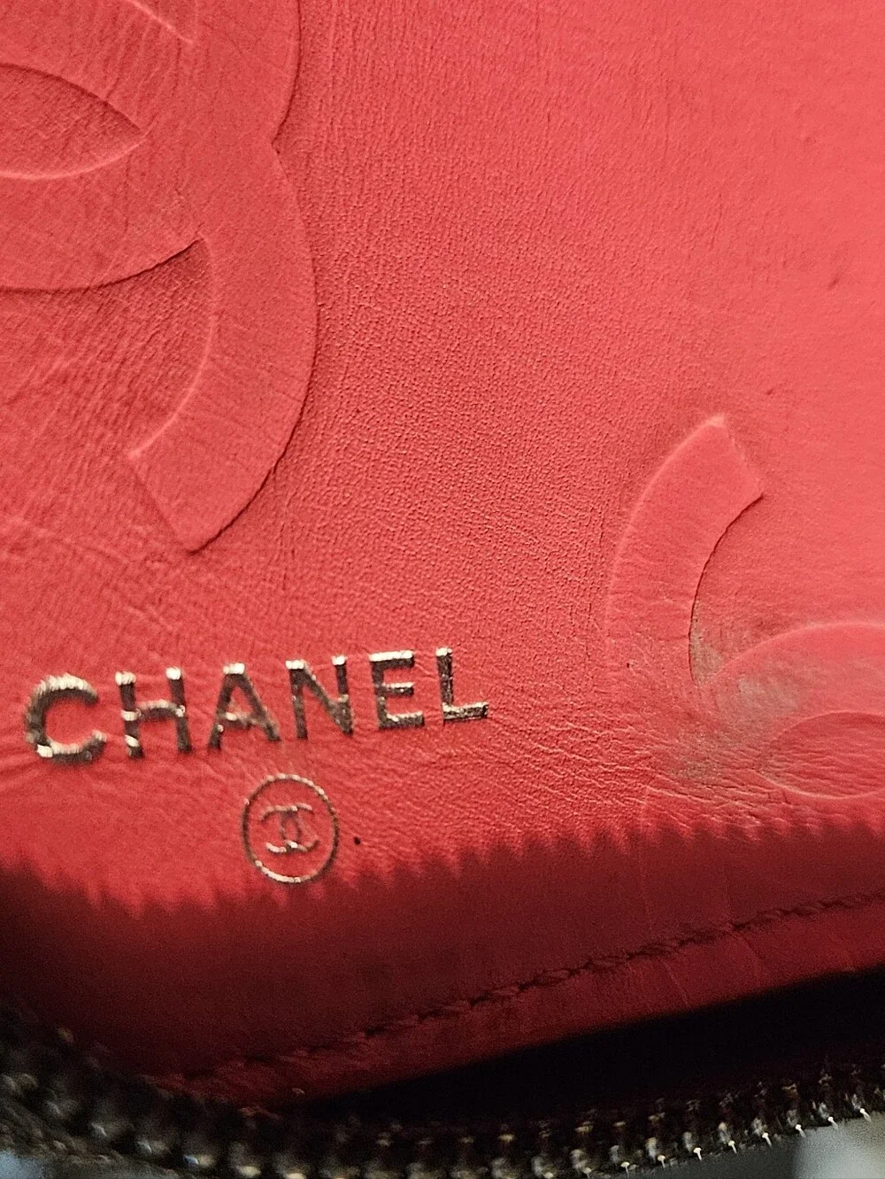 CHANEL Cambon Long Wallet Calfskin Zip Around Black x Black Pink Silver Hardware